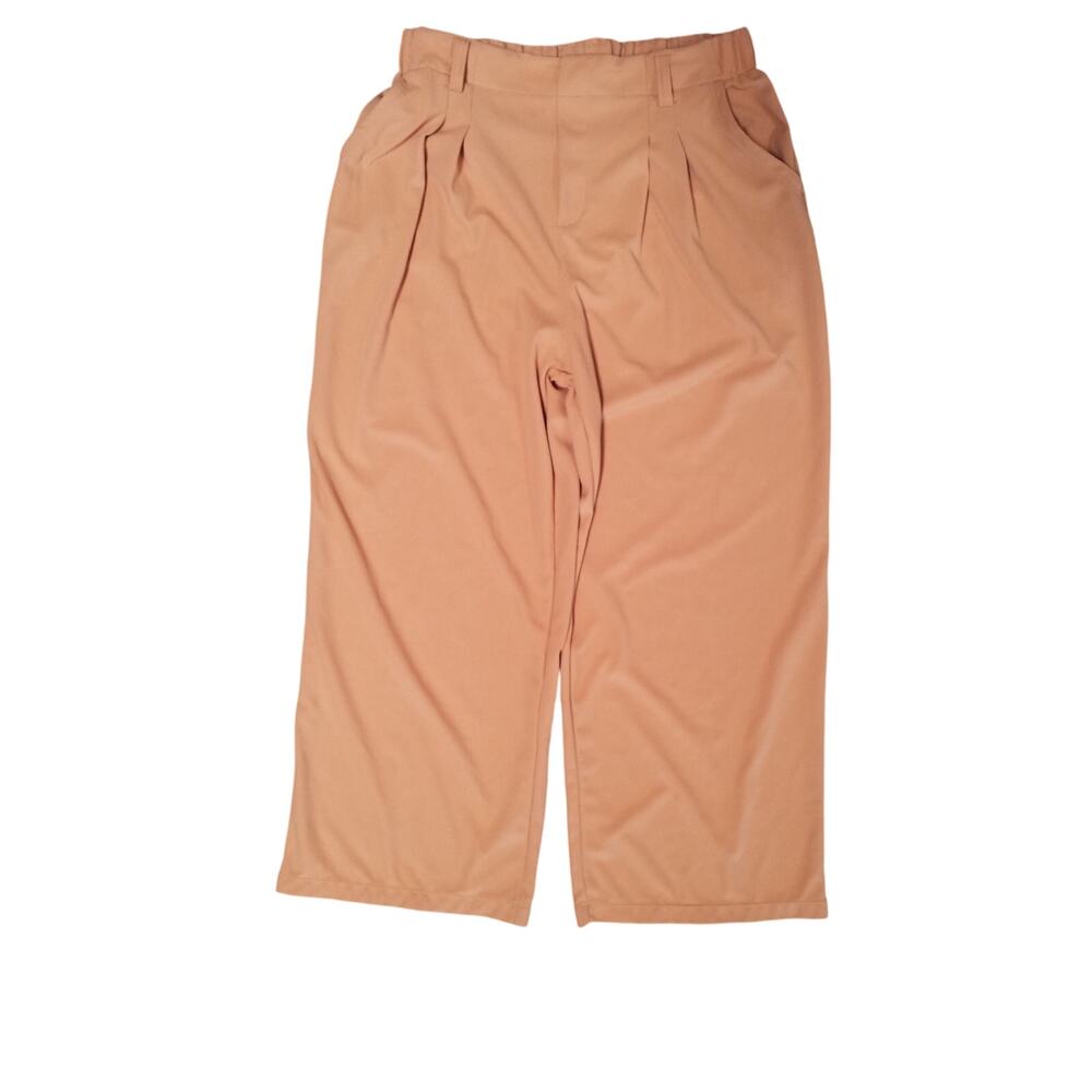 Halara Womens Size Large Flex High Waisted Pleated Pockets Pants Wide Leg Orange